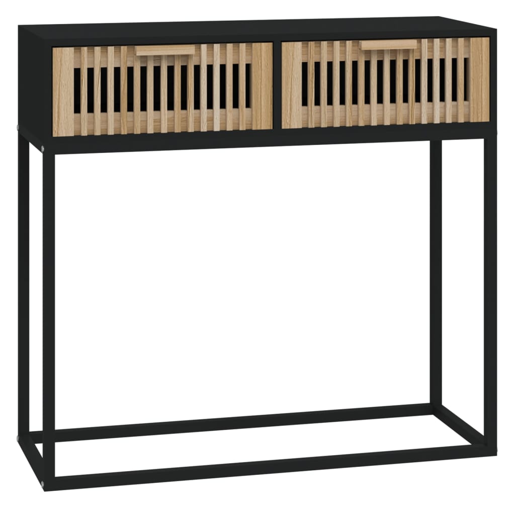 Mesa consola hierro y madera contrachapada negro 80x30x75 cm - Imagen 2