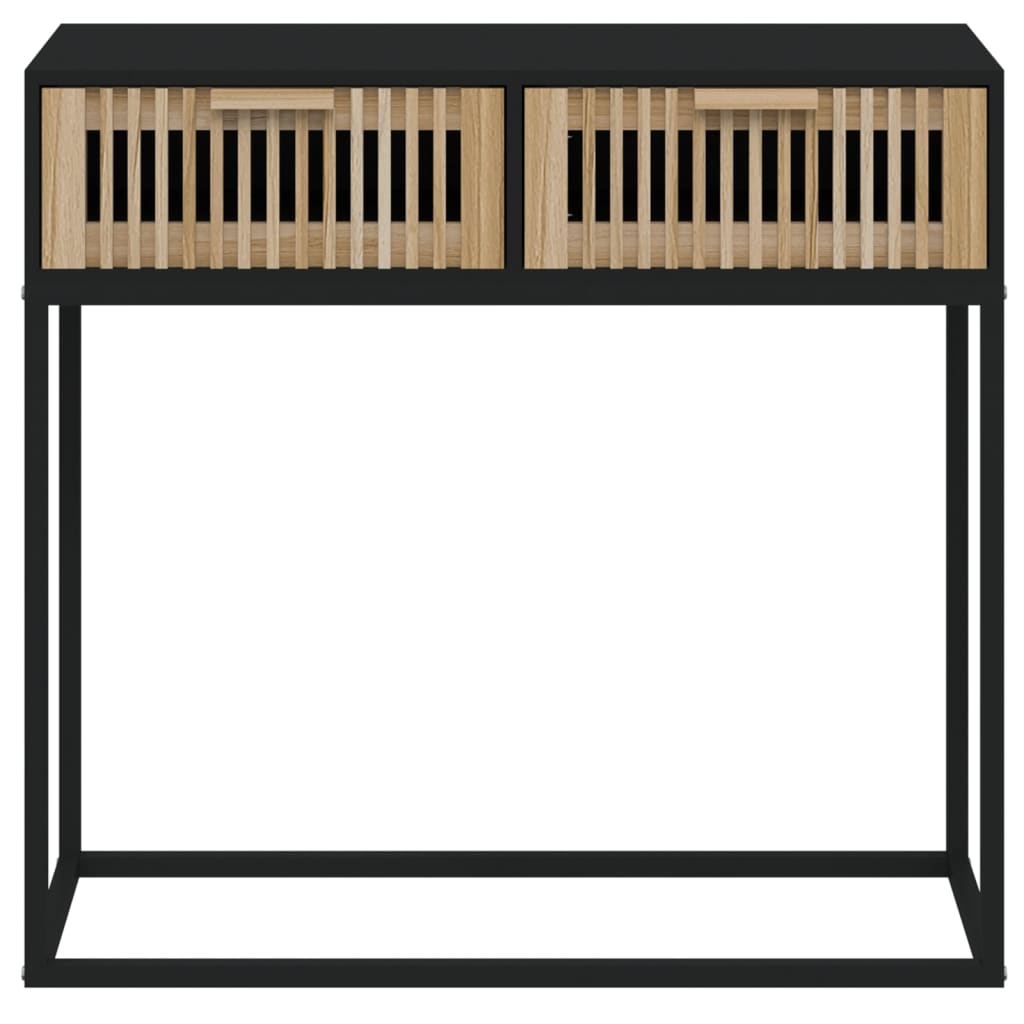 Mesa consola hierro y madera contrachapada negro 80x30x75 cm - Imagen 4