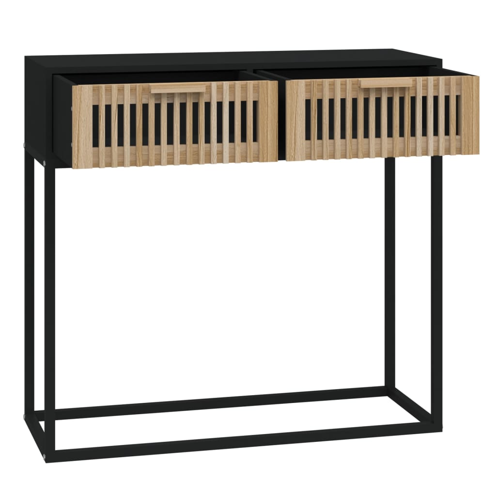 Mesa consola hierro y madera contrachapada negro 80x30x75 cm - Imagen 5