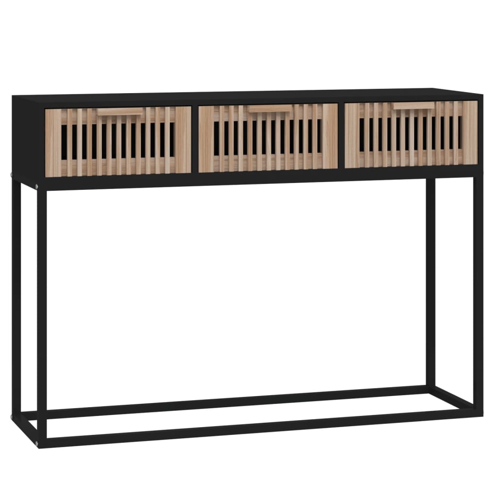 Mesa consola hierro y madera contrachapada negro 105x30x75 cm - Imagen 2