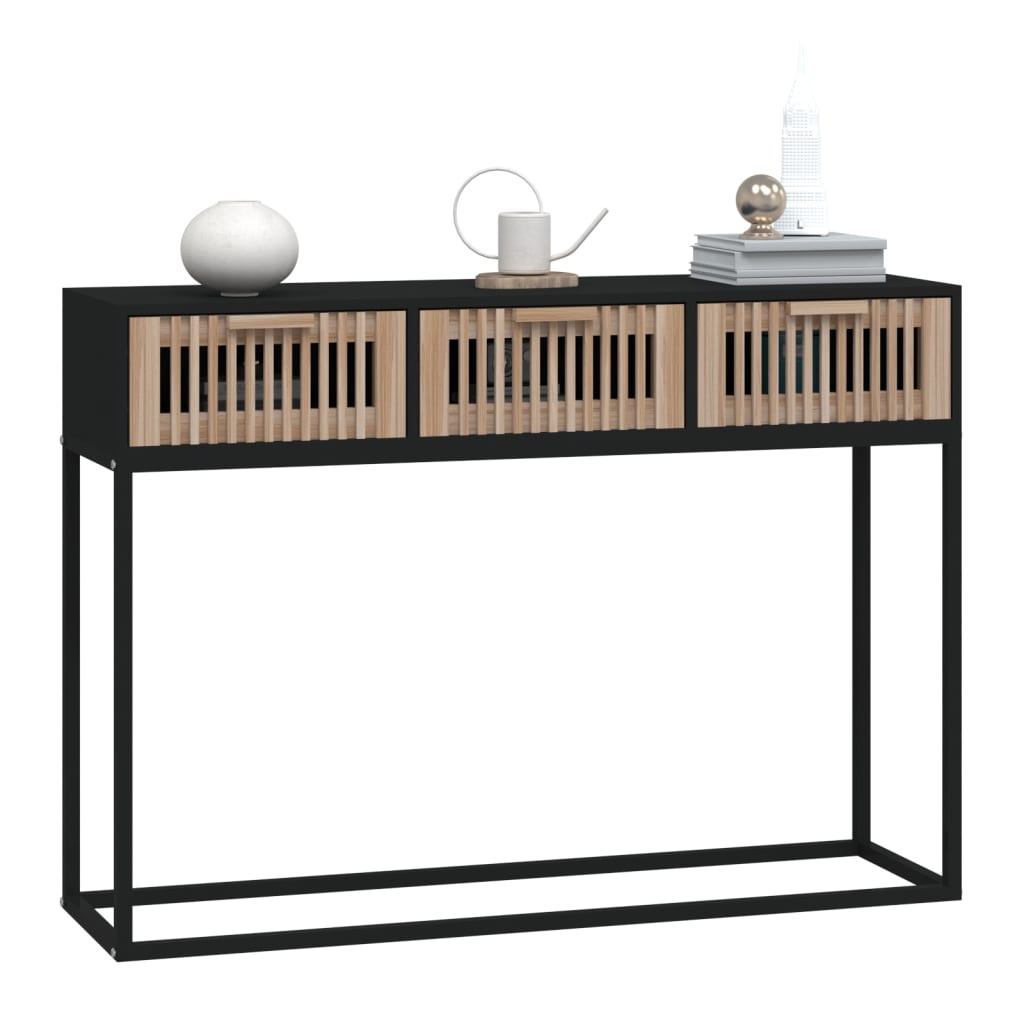 Mesa consola hierro y madera contrachapada negro 105x30x75 cm - Imagen 3