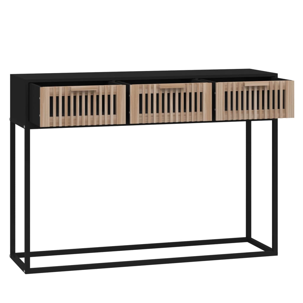 Mesa consola hierro y madera contrachapada negro 105x30x75 cm - Imagen 5