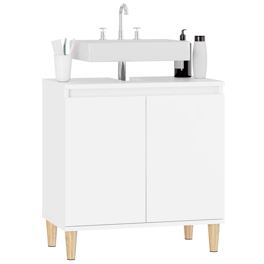 Armario para lavabo madera contrachapada blanco 58x33x60 cm - Imagen 4