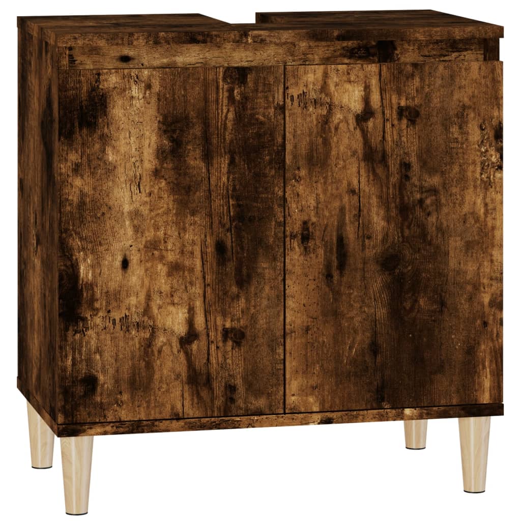 Armario de lavabo madera contrachapada roble ahumado 58x33x60cm - Imagen 2