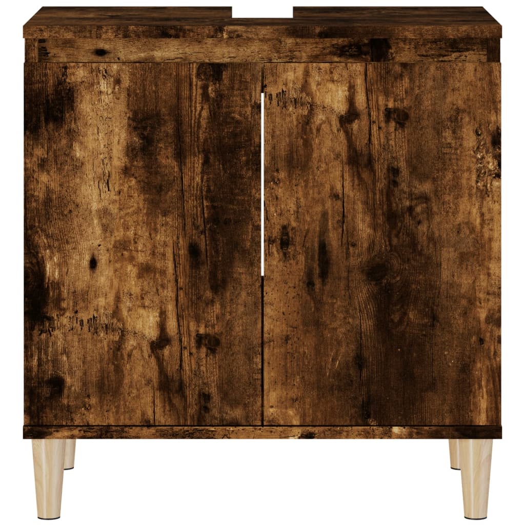 Armario de lavabo madera contrachapada roble ahumado 58x33x60cm - Imagen 6