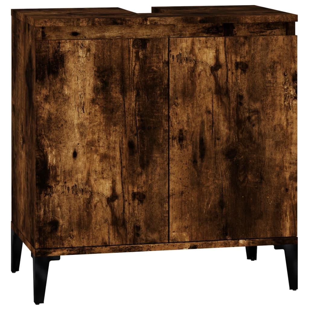 Armario de lavabo madera contrachapada roble ahumado 58x33x60cm - Imagen 2
