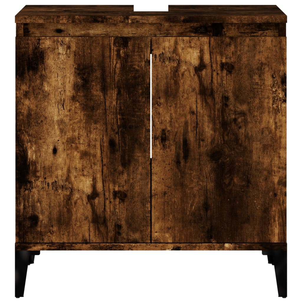 Armario de lavabo madera contrachapada roble ahumado 58x33x60cm - Imagen 6