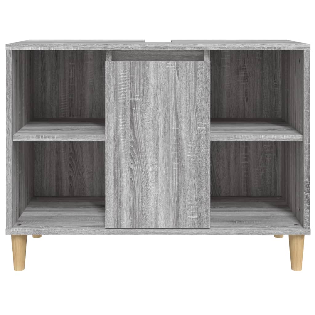 Armario de lavabo madera contrachapada gris Sonoma 80x33x60 cm - Imagen 6