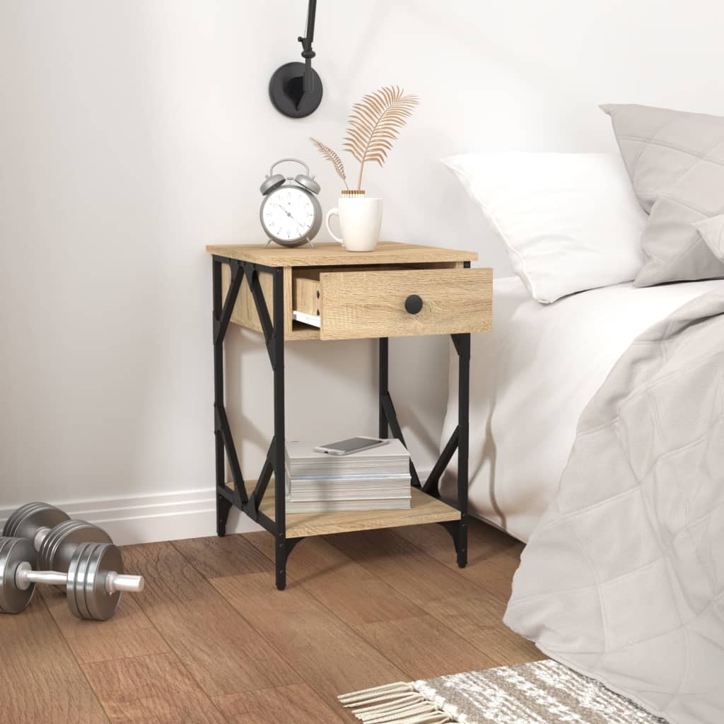 Mesita de noche madera contrachapada roble sonoma 40x42x60 cm - Imagen 3