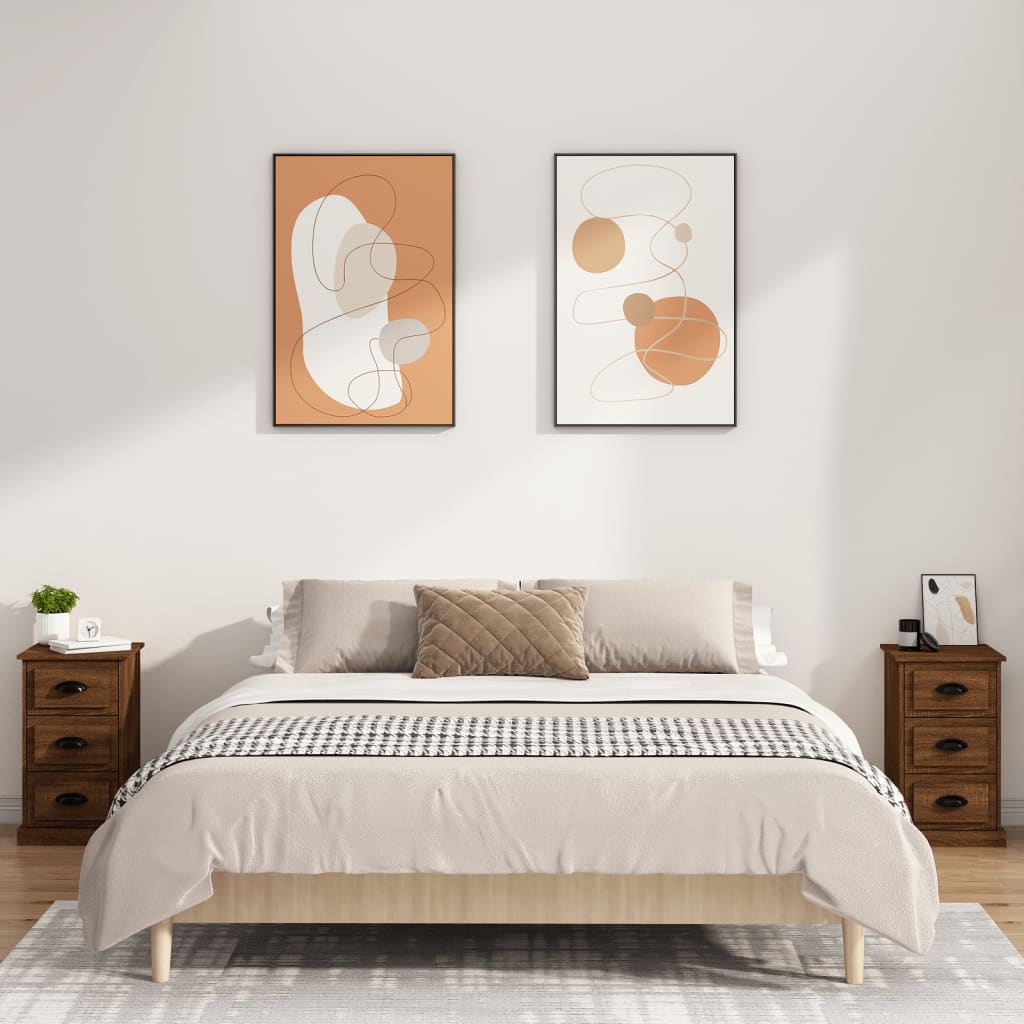 Mesita de noche madera contrachapada marrón roble 39x39x67 cm - Imagen 3