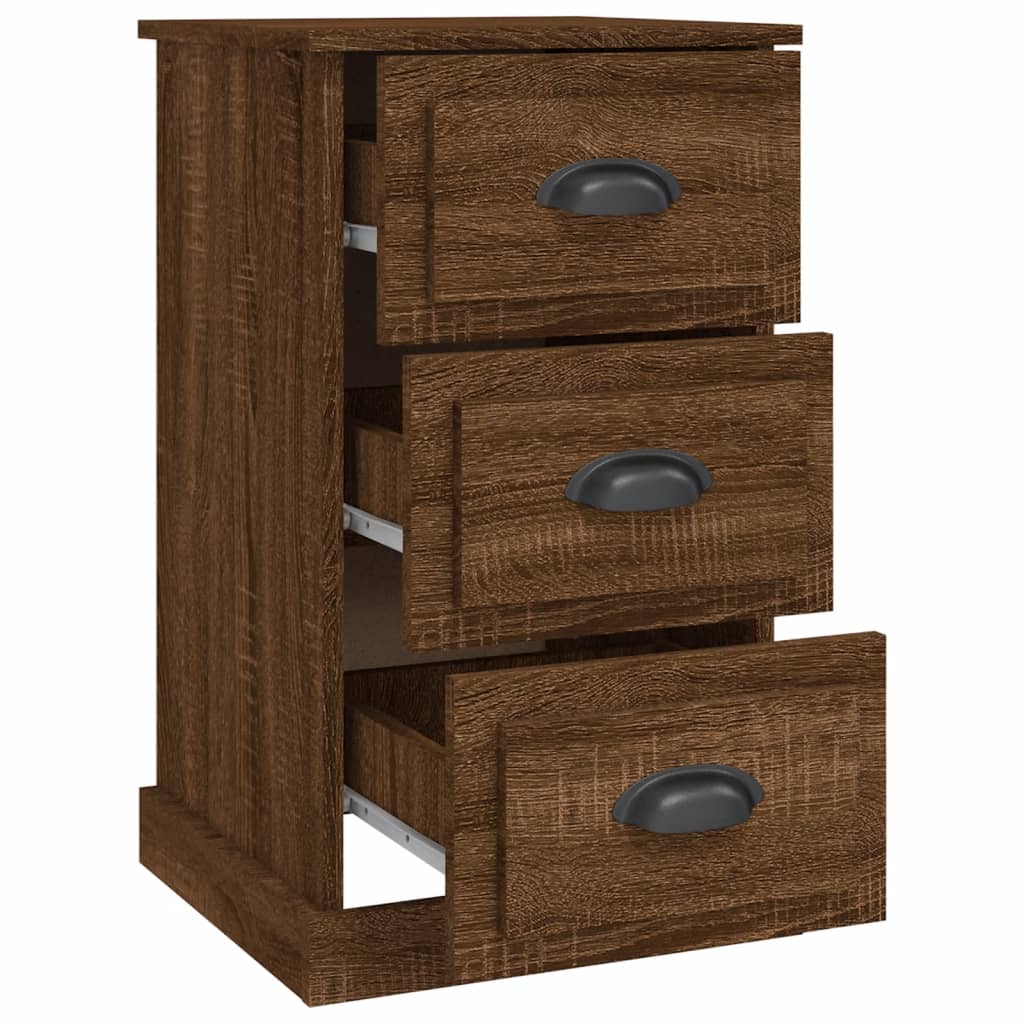 Mesita de noche madera contrachapada marrón roble 39x39x67 cm - Imagen 6