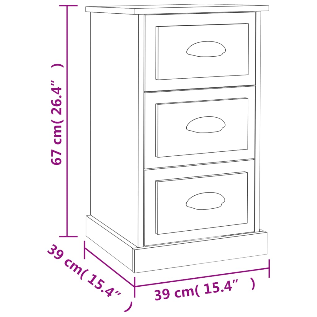 Mesita de noche madera contrachapada marrón roble 39x39x67 cm - Imagen 10