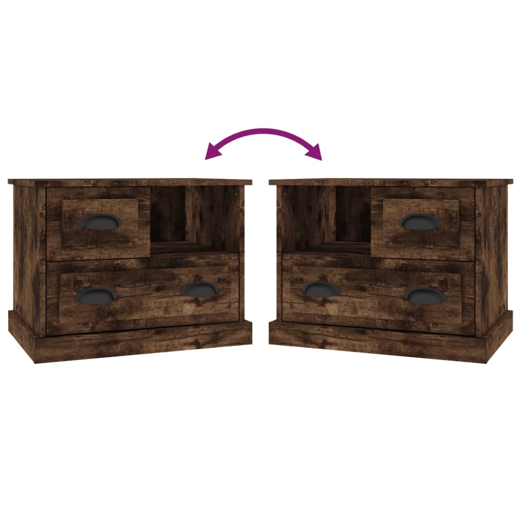 Mesita de noche color roble ahumado 60x39x45 cm - Imagen 9