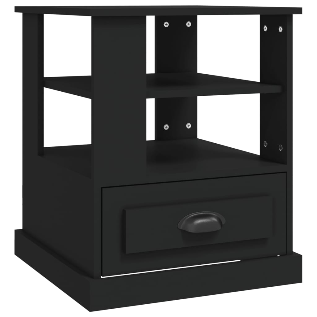 Mesa auxiliar de madera contrachapada negro 50x50x60 cm - Imagen 2