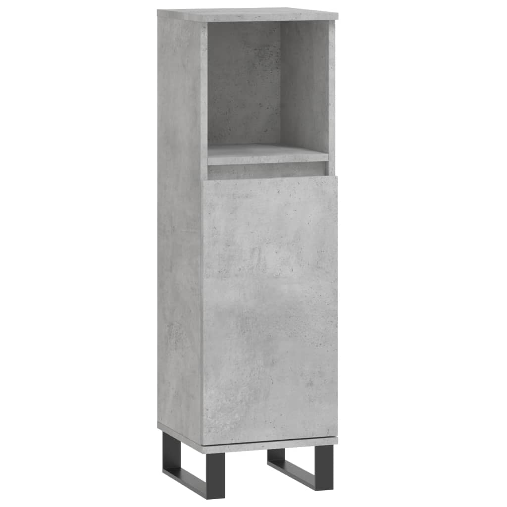 Armario de baño madera contrachapada gris hormigón 30x30x100 cm - Imagen 2