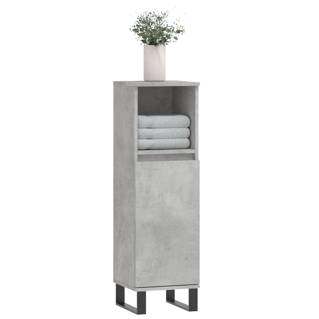 Armario de baño madera contrachapada gris hormigón 30x30x100 cm - Imagen 3