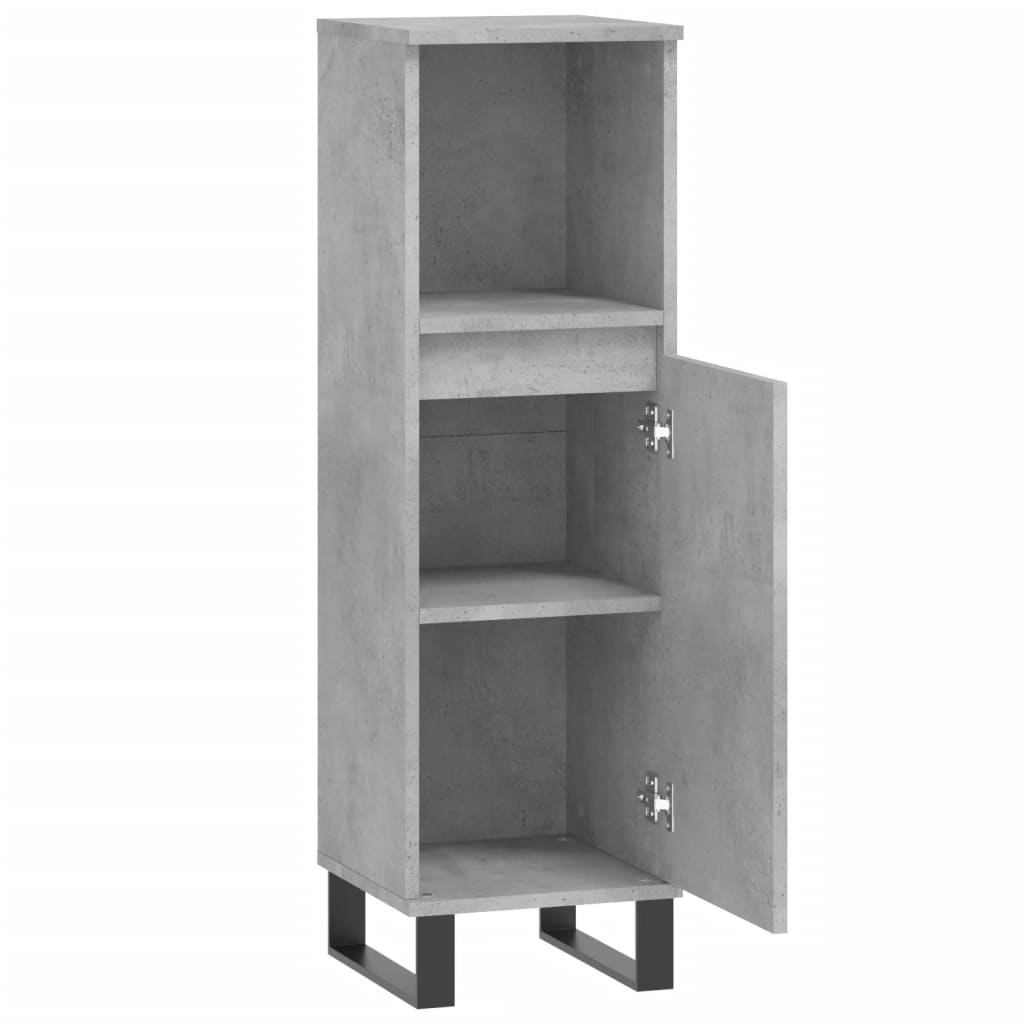 Armario de baño madera contrachapada gris hormigón 30x30x100 cm - Imagen 5