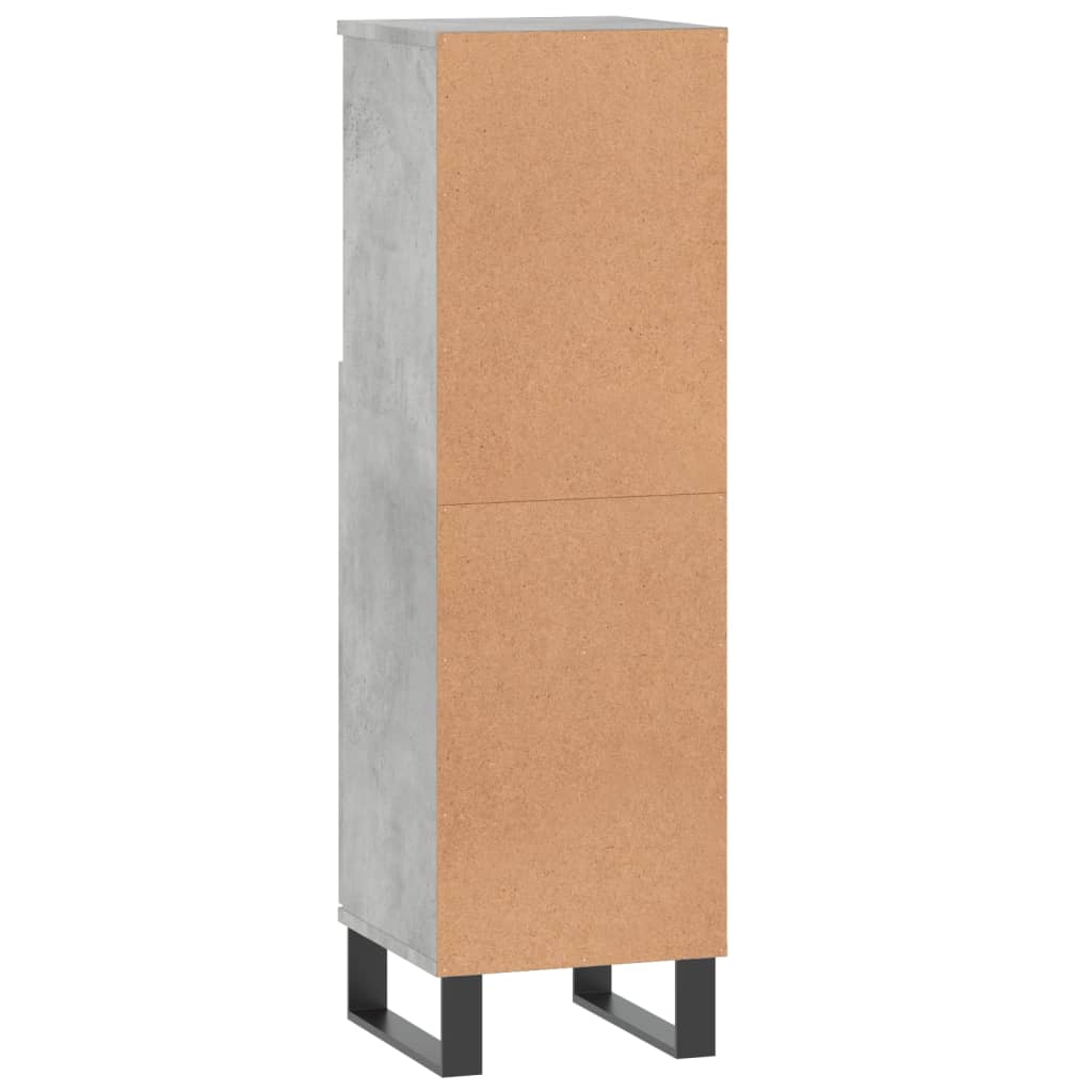 Armario de baño madera contrachapada gris hormigón 30x30x100 cm - Imagen 8