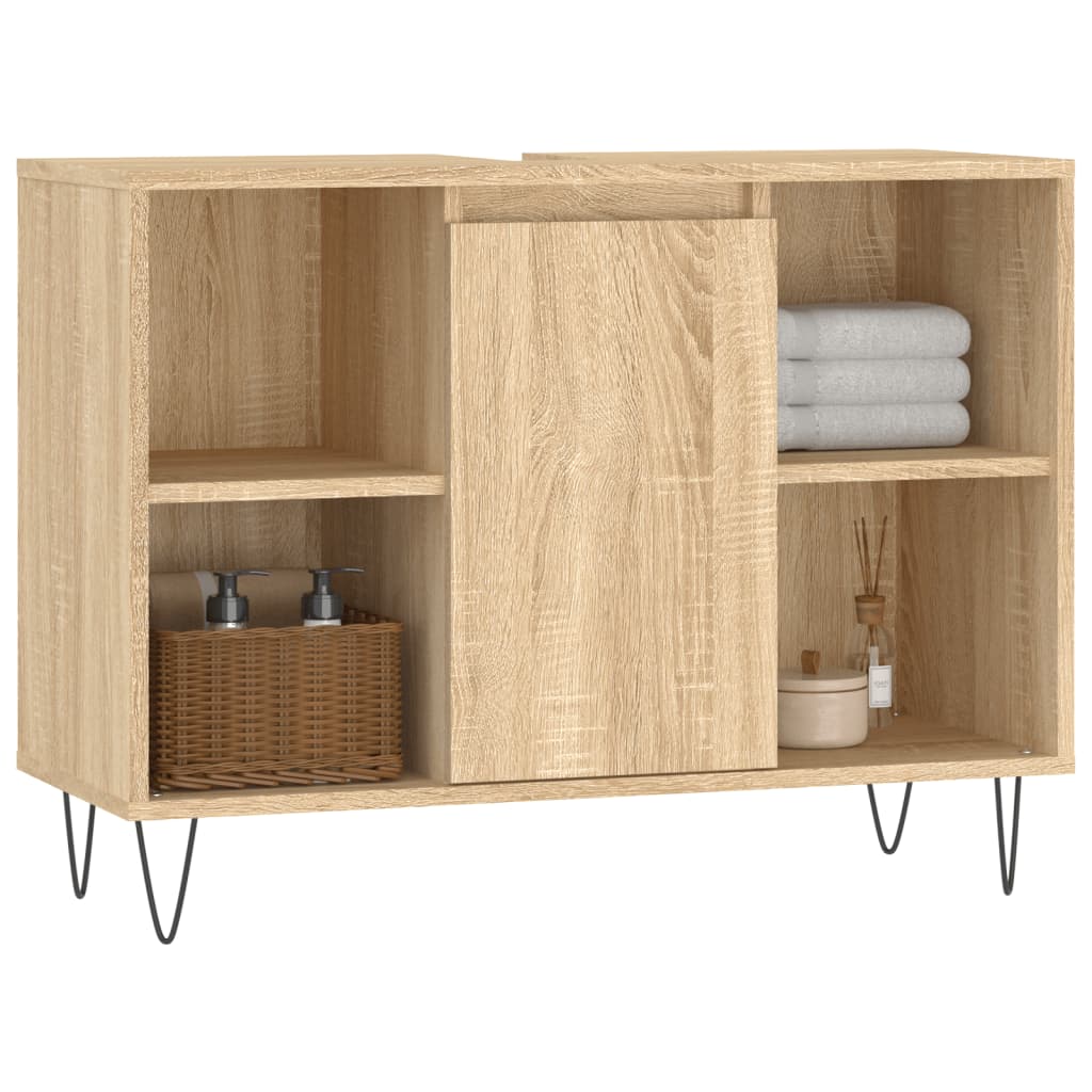 Mueble de baño madera de ingeniería roble Sonoma 80x33x60 cm - Imagen 3