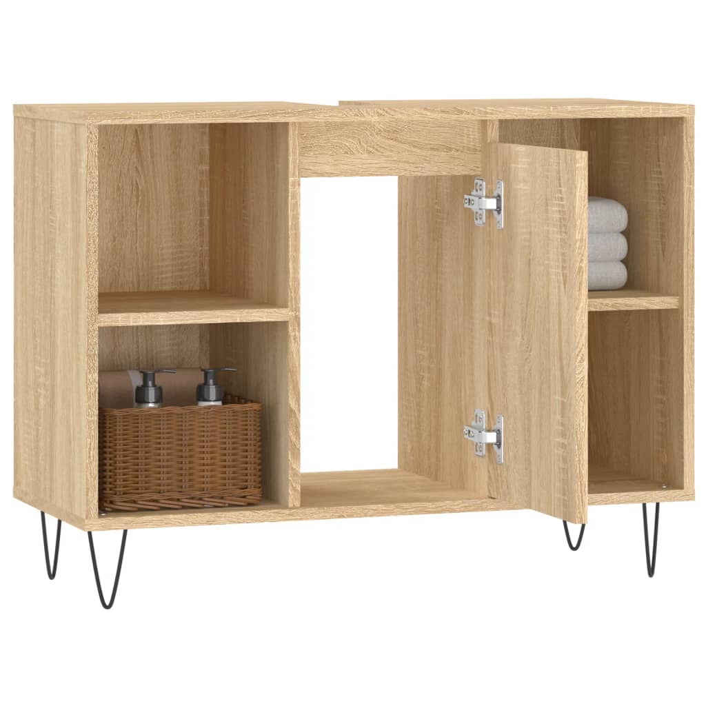 Mueble de baño madera de ingeniería roble Sonoma 80x33x60 cm - Imagen 4