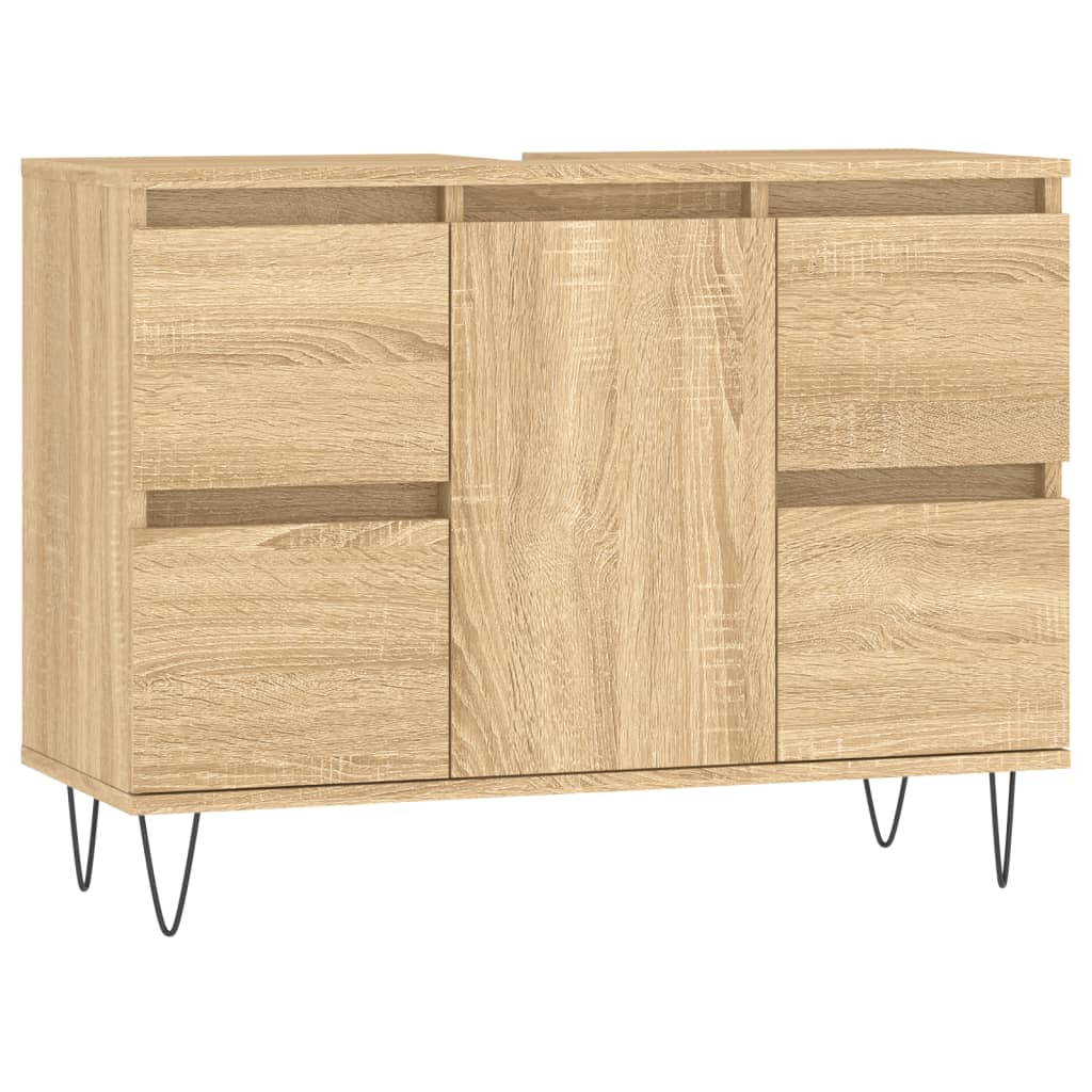 Mueble de baño madera de ingeniería roble Sonoma 80x33x60 cm - Imagen 2