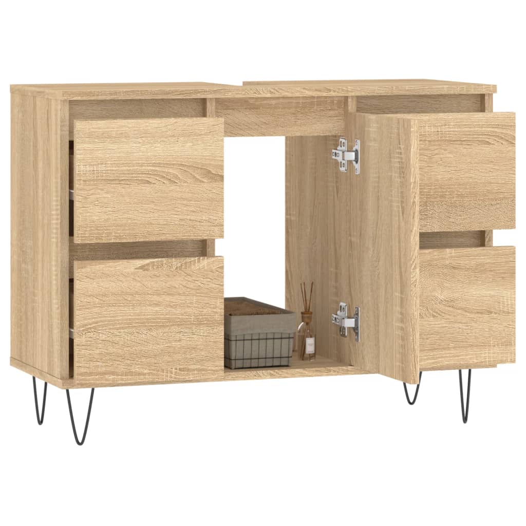 Mueble de baño madera de ingeniería roble Sonoma 80x33x60 cm - Imagen 3