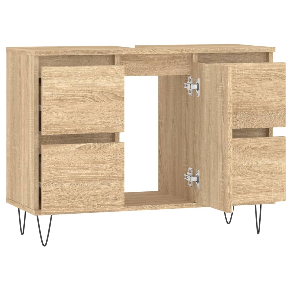 Mueble de baño madera de ingeniería roble Sonoma 80x33x60 cm - Imagen 5