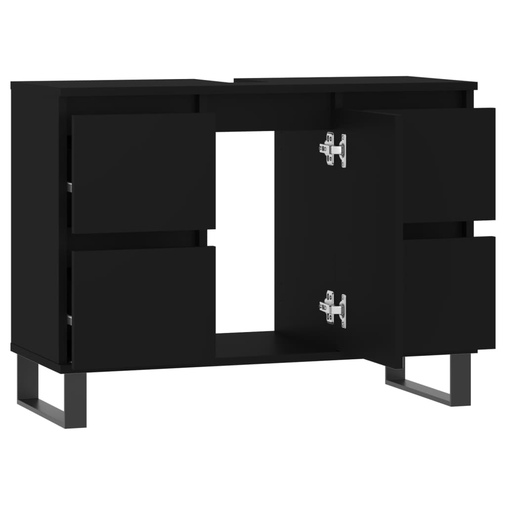 Mueble de baño madera de ingeniería negro 80x33x60 cm - Imagen 4