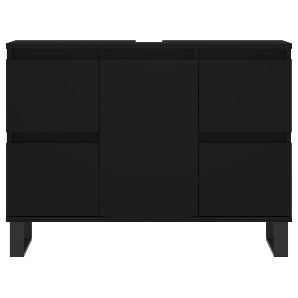 Mueble de baño madera de ingeniería negro 80x33x60 cm - Imagen 5