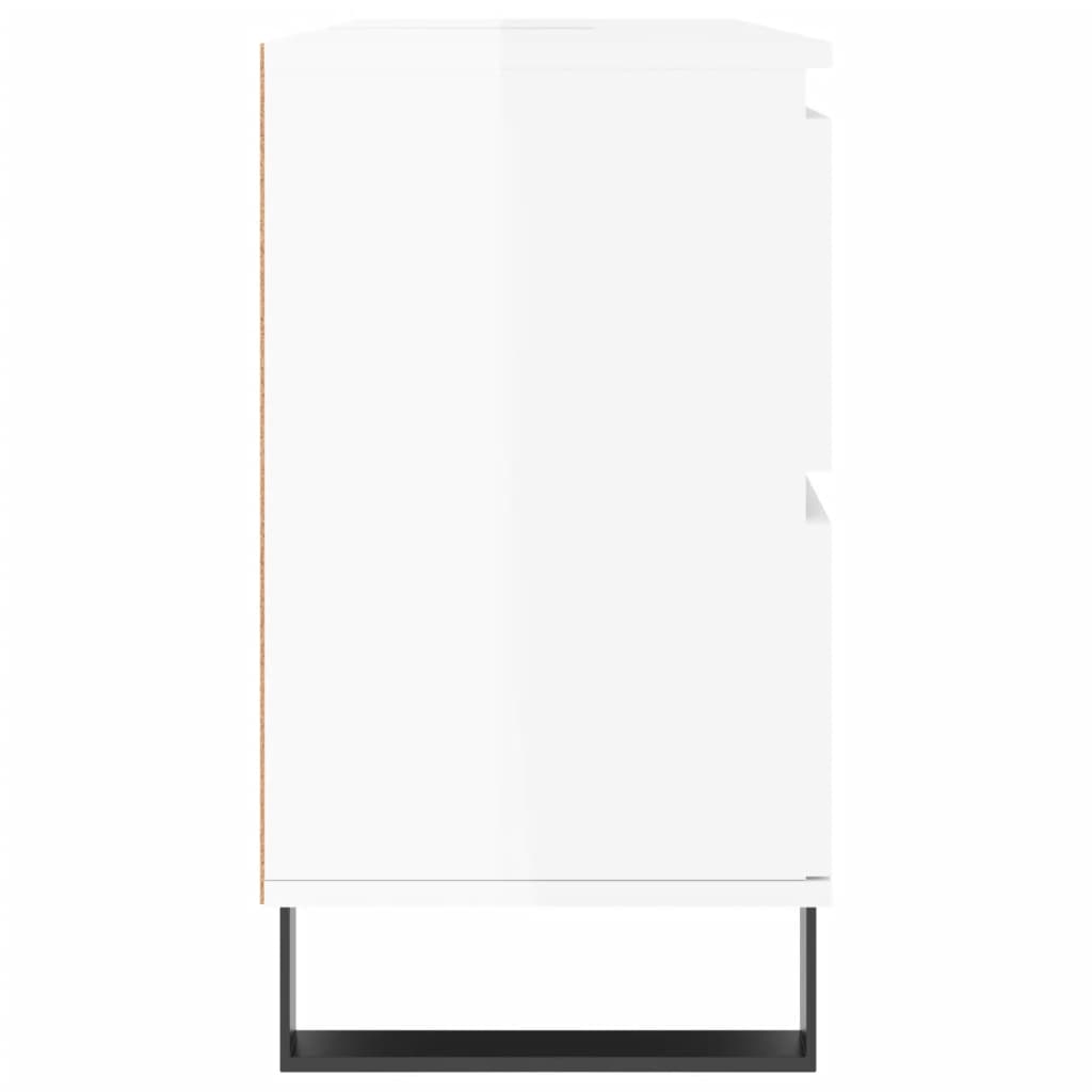 Mueble de baño madera de ingeniería blanco brillo 80x33x60 cm - Imagen 6