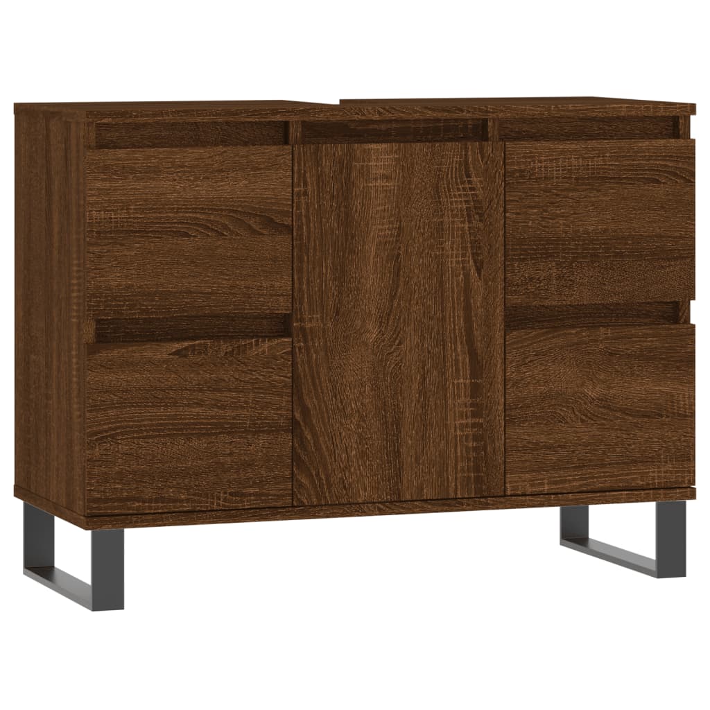 Mueble de baño madera de ingeniería roble marrón 80x33x60 cm - Imagen 2