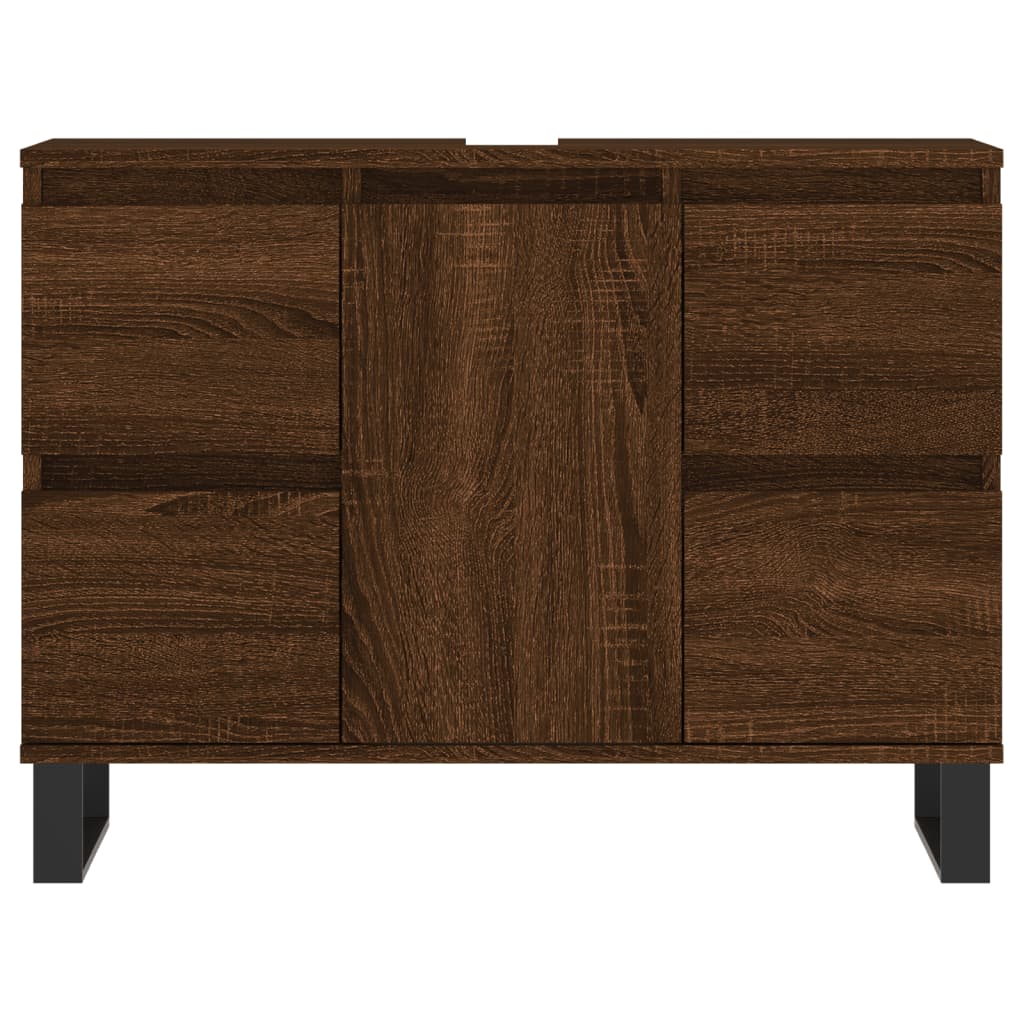 Mueble de baño madera de ingeniería roble marrón 80x33x60 cm - Imagen 5