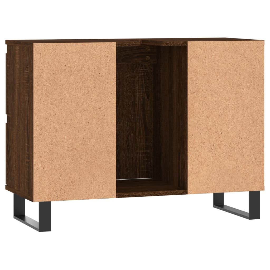 Mueble de baño madera de ingeniería roble marrón 80x33x60 cm - Imagen 7