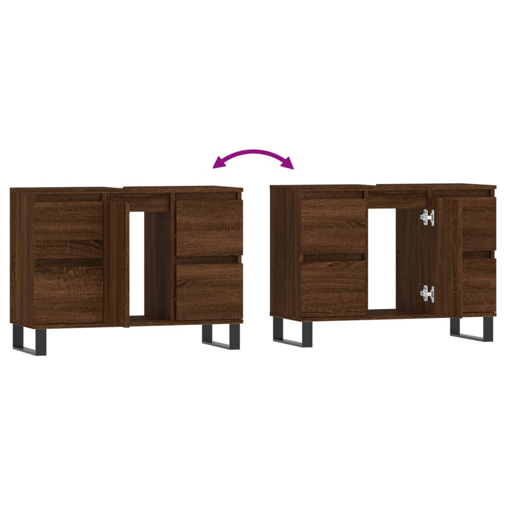 Mueble de baño madera de ingeniería roble marrón 80x33x60 cm - Imagen 8