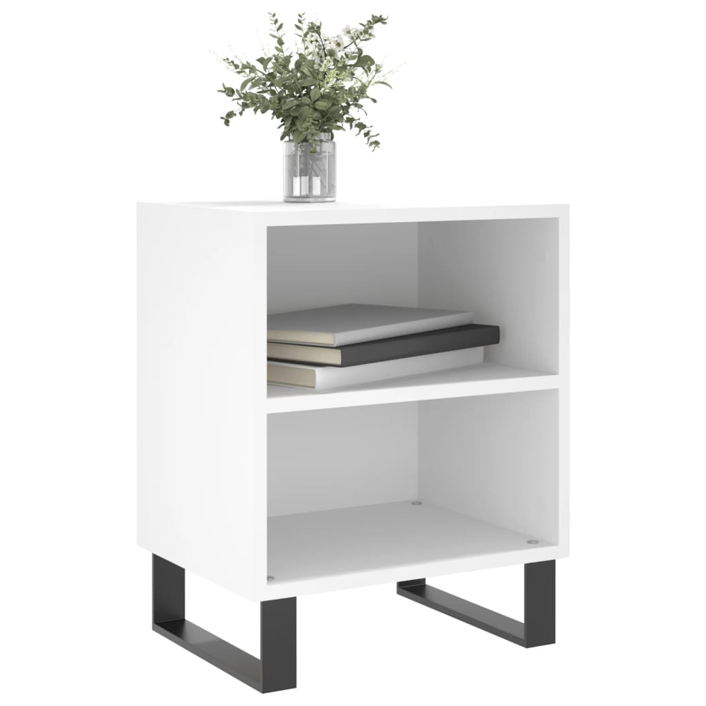Mesita de noche madera de ingeniería blancp 40x30x50 cm - Imagen 3