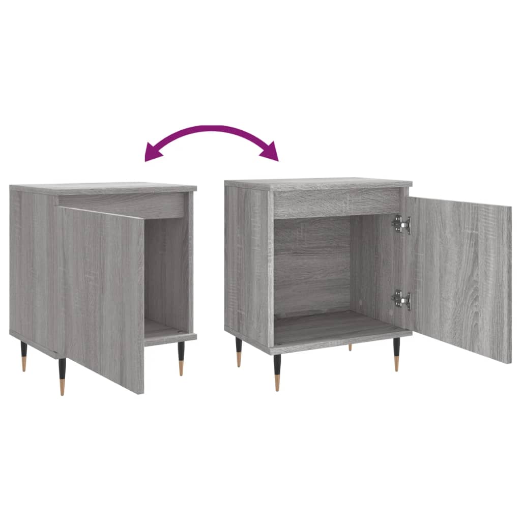 Mesita de noche madera de ingeniería gris Sonoma 40x30x50 cm - Imagen 9