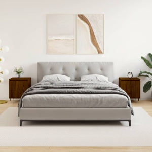 Mesita de noche 2 uds madera ingeniería roble marrón 40x30x50cm