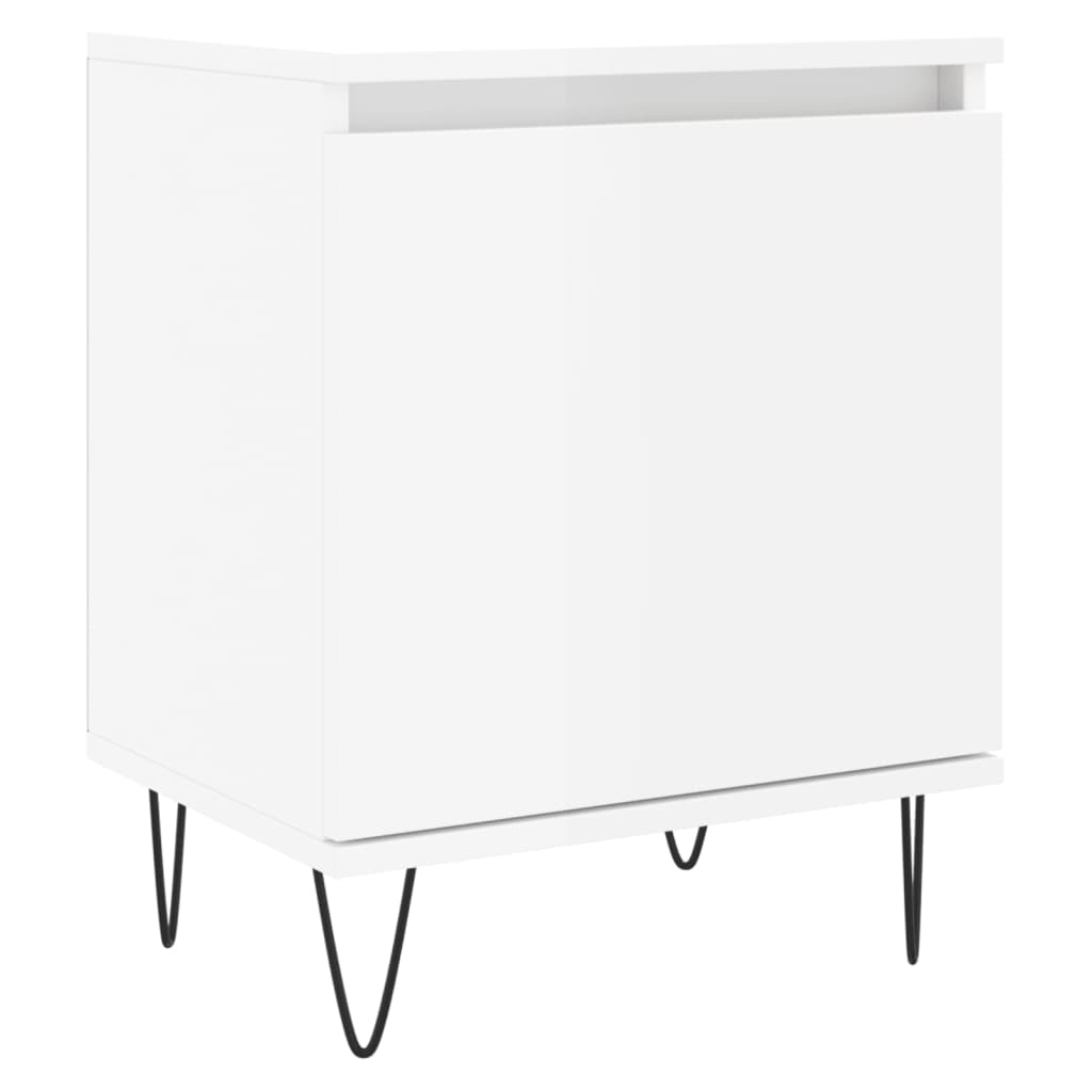 Mesita de noche madera de ingeniería blanco brillo 40x30x50 cm - Imagen 2