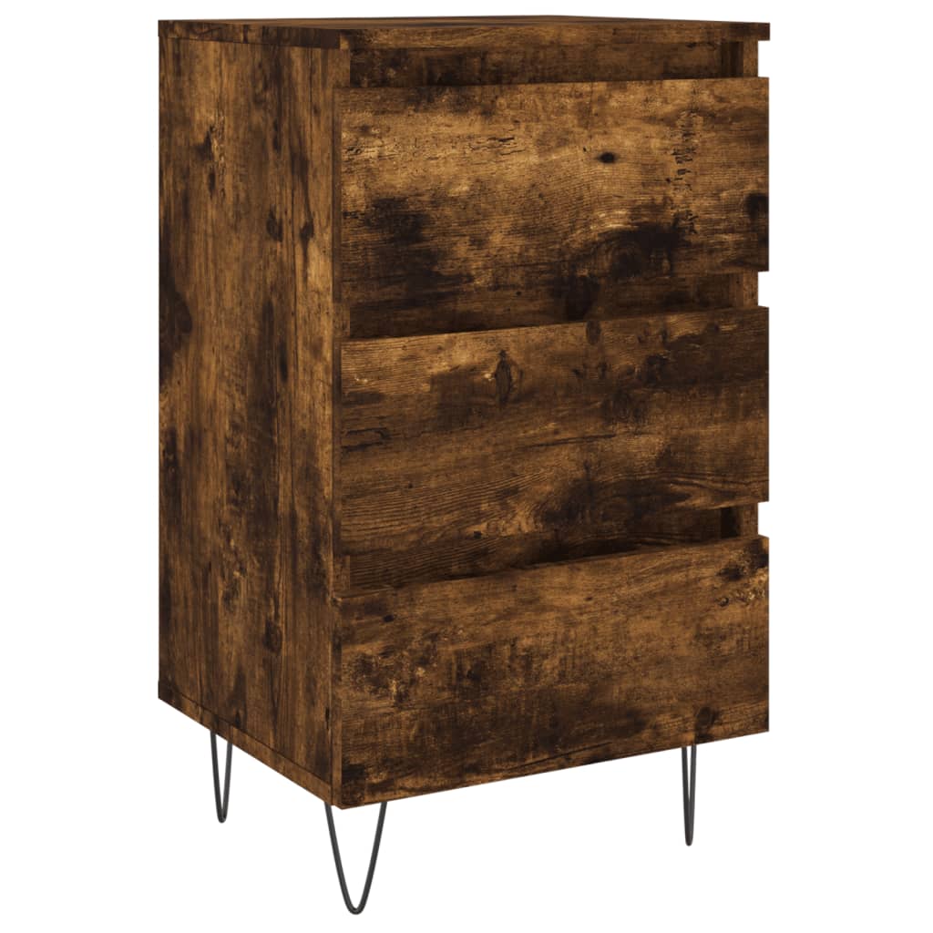 Mesita de noche madera de ingeniería roble ahumado 40x35x69 cm - Imagen 2