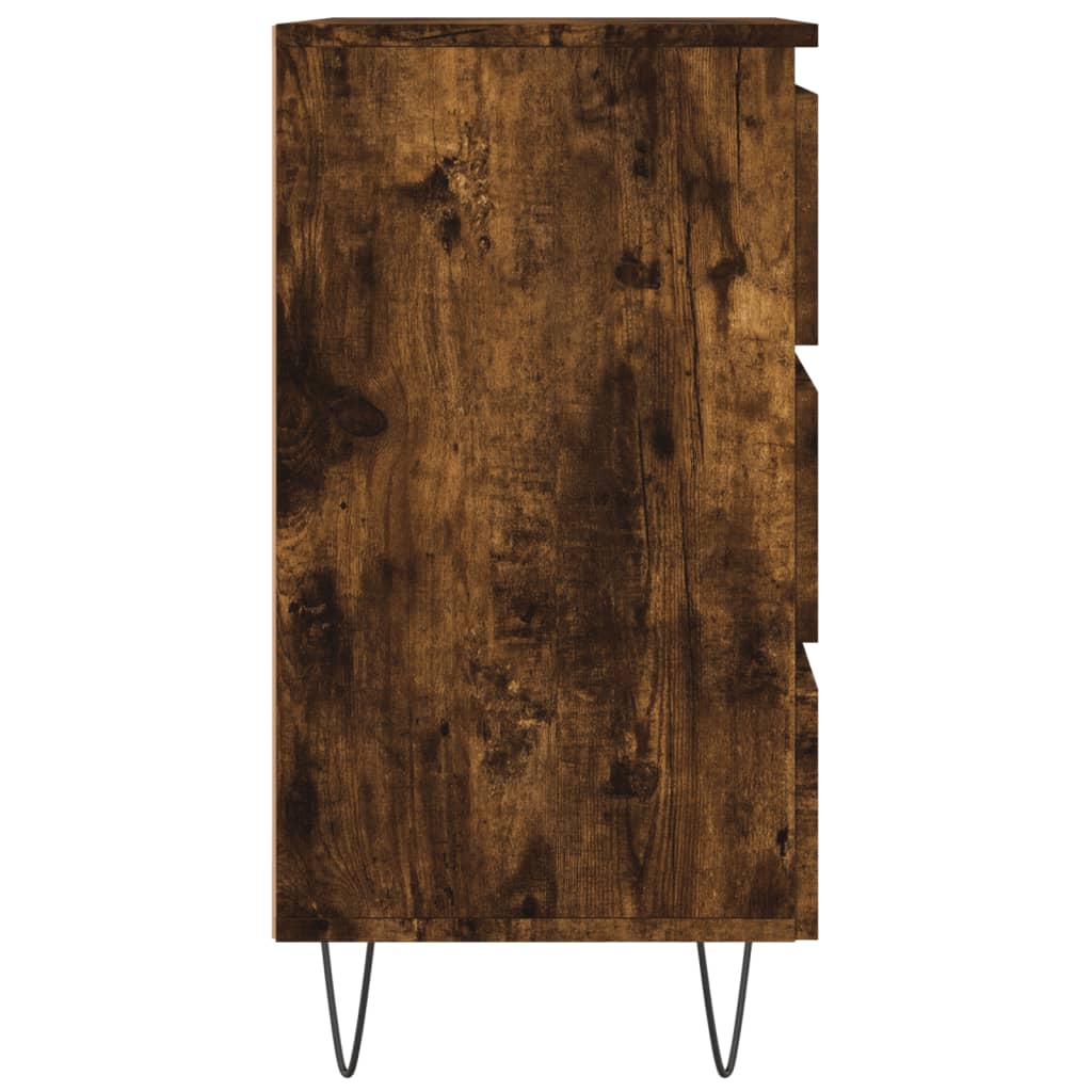 Mesita de noche madera de ingeniería roble ahumado 40x35x69 cm - Imagen 7