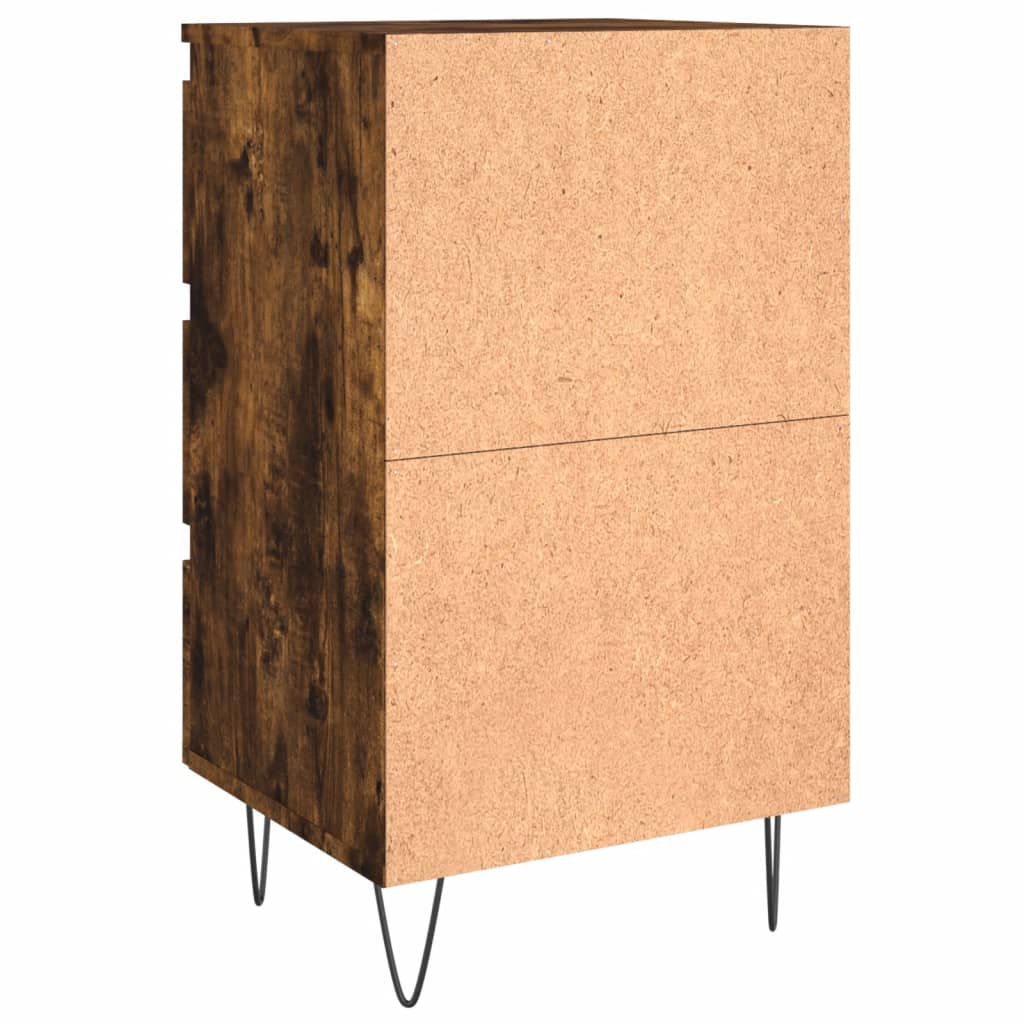 Mesita de noche madera de ingeniería roble ahumado 40x35x69 cm - Imagen 8