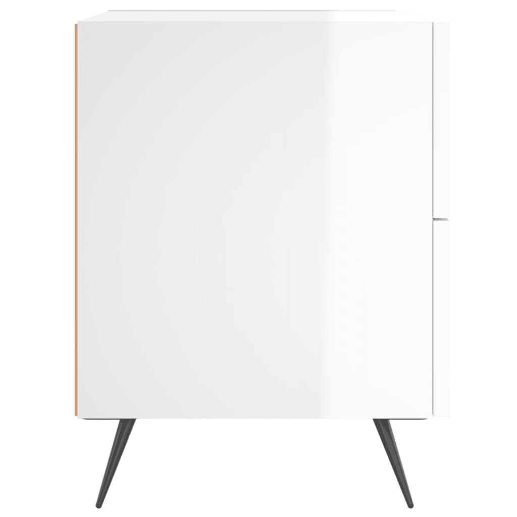 Mesita de noche madera de ingeniería blanco brillo 40x35x47,5cm - Imagen 5