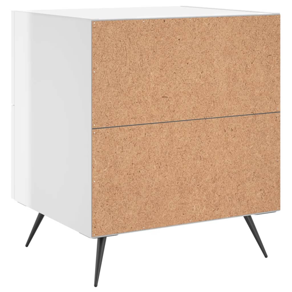 Mesita de noche madera de ingeniería blanco brillo 40x35x47,5cm - Imagen 6