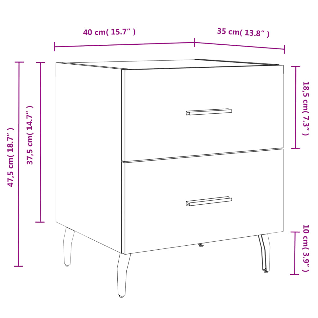 Mesita de noche madera ingeniería gris hormigón 40x35x47,5 cm - Imagen 12