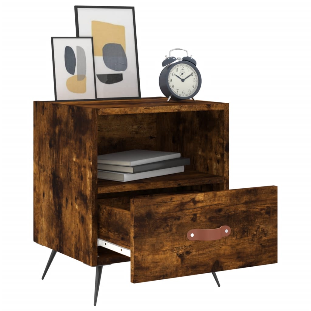 Mesita de noche madera ingeniería roble ahumado 40x35x47,5 cm - Imagen 7