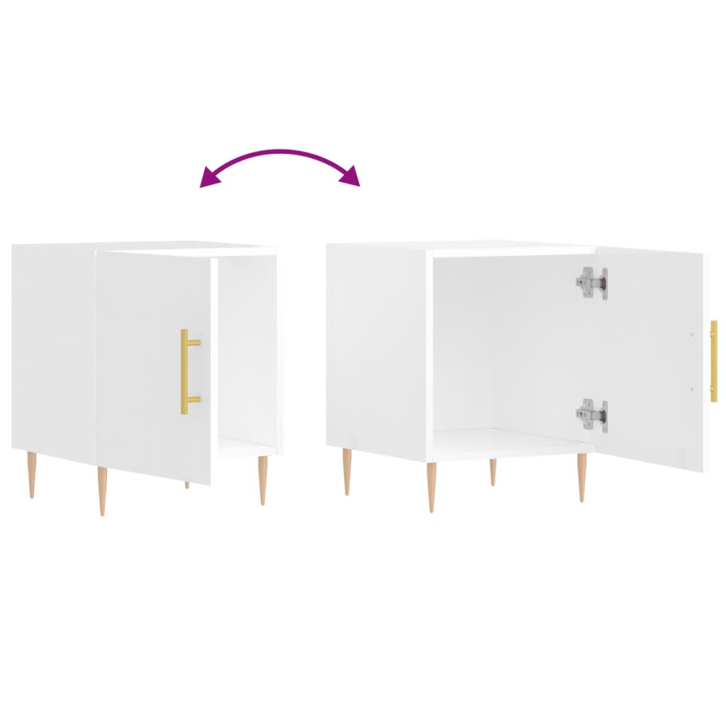 Mesita de noche madera de ingeniería blanco brillo 40x40x50 cm - Imagen 9