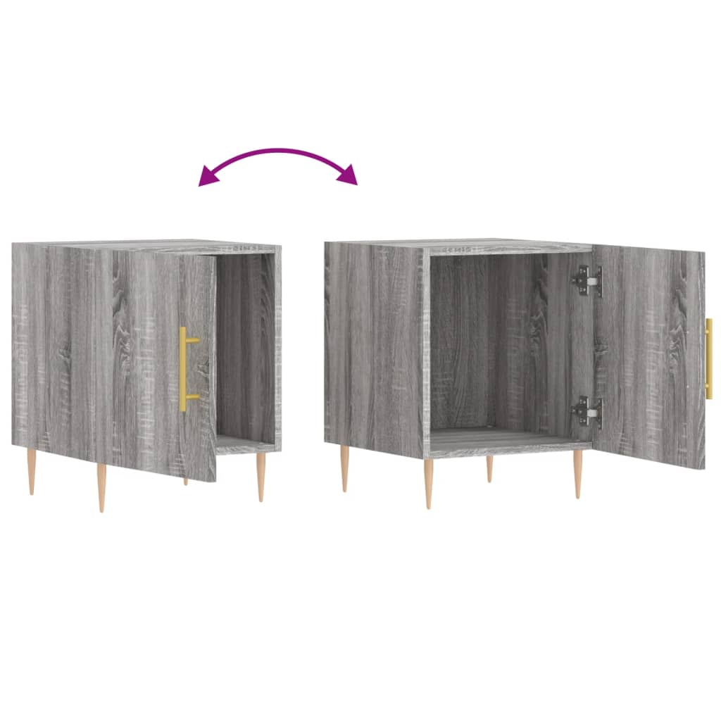 Mesita de noche madera de ingeniería gris Sonoma 40x40x50 cm - Imagen 9