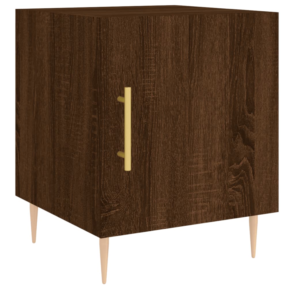 Mesita de noche madera de ingeniería marrón roble 40x40x50 cm - Imagen 2
