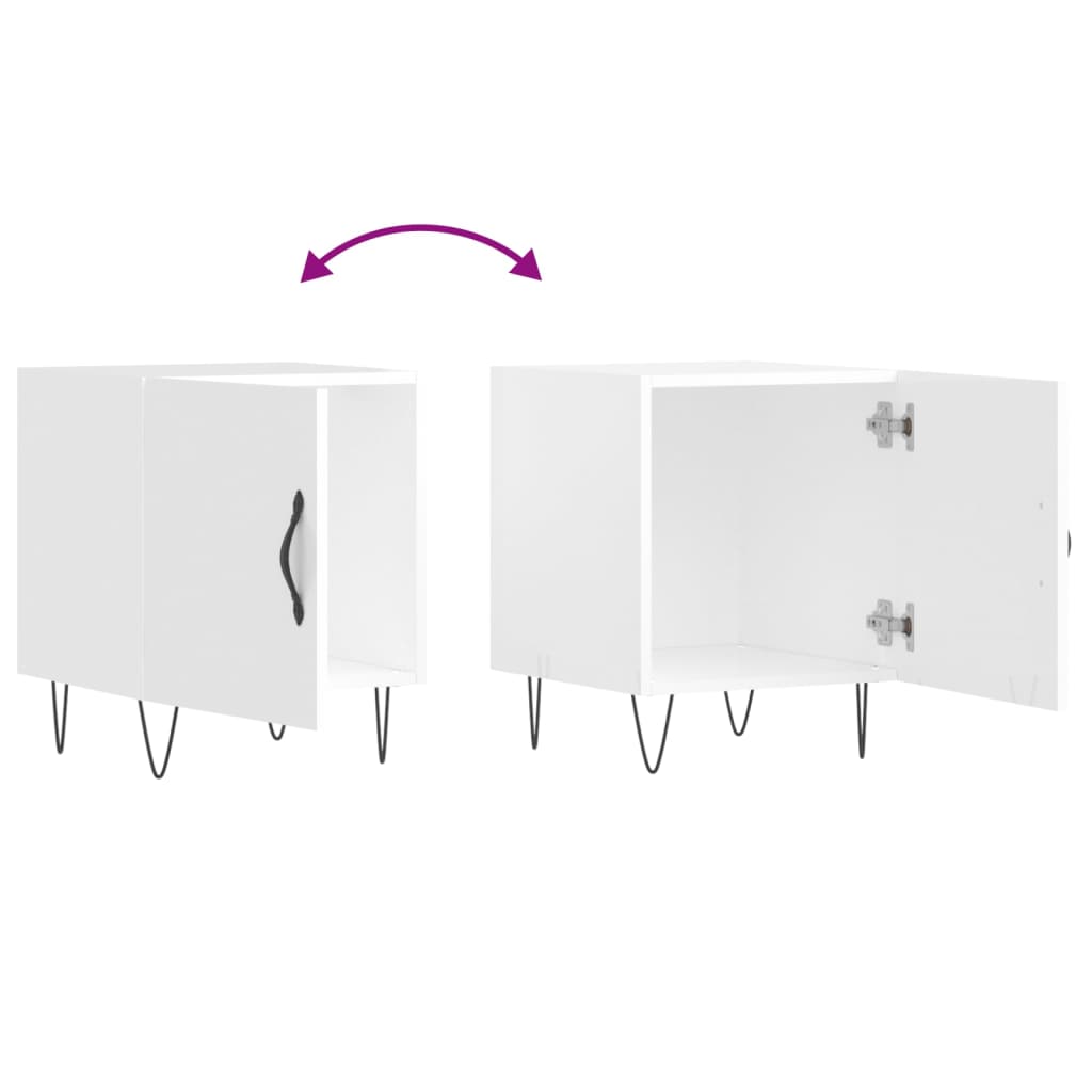 Mesita de noche madera de ingeniería blanco brillo 40x40x50 cm - Imagen 9