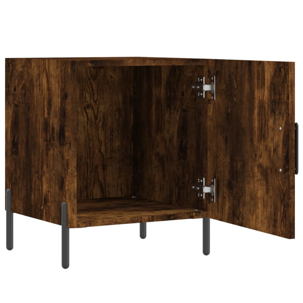 Mesita de noche madera de ingeniería roble ahumado 40x40x50 cm - Imagen 5